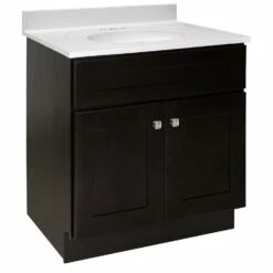 Brookings Vanity With Solid White Cultured Marble Top In Espresso 31in