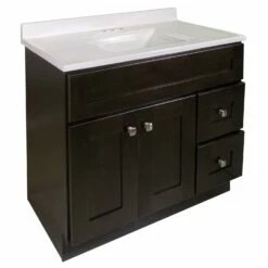Brookings Vanity With White Camilla Top In Espresso, 37-Inch