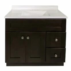 Brookings Vanity With White Camilla Top In Espresso, 37-Inch -US Home Sales Store brookings 37 inch white camilla espresso vanity 7