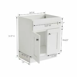 Brookings 24-Inch Bathroom Vanity Without Top In White -US Home Sales Store brookings vanity without top 24 inch 3