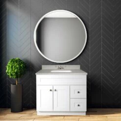 Brookings 36-Inch Bathroom Vanity Without Top In White -US Home Sales Store brookings vanity without top 36 inch 4