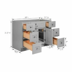 Brookings Ready-to-Assemble Vanity Without Top In Gray, 48-Inch -US Home Sales Store brookings vanity without top gray 48 inch 3