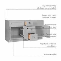Brookings Ready-to-Assemble Vanity Without Top In Gray, 60-Inch 12 Brookings Ready-to-Assemble Vanity Without Top In Gray, 60-Inch -US Home Sales Store brookings vanity without top gray 60 inch 2
