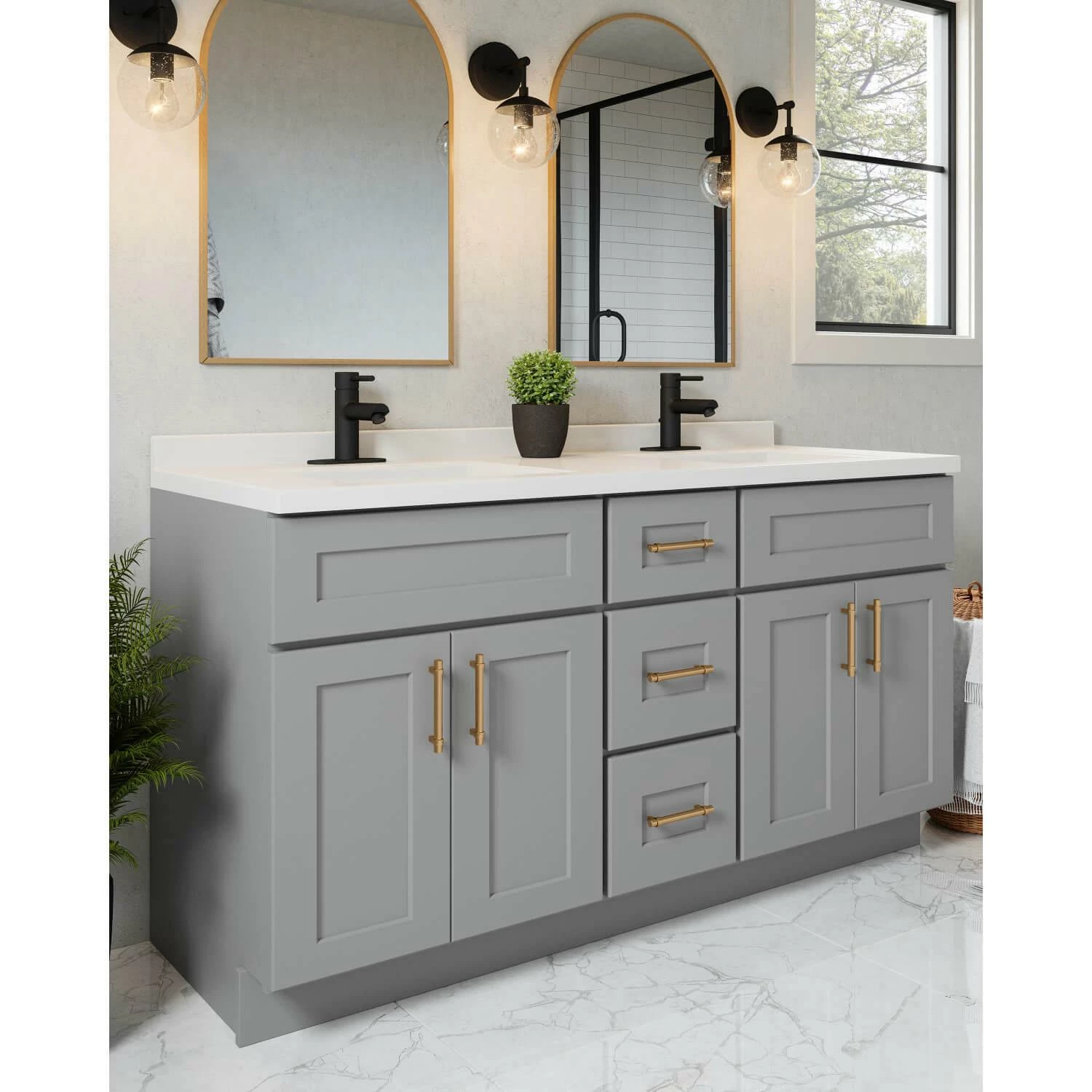 Brookings Ready-to-Assemble Vanity Without Top In Gray, 60-Inch 5 Brookings Ready-to-Assemble Vanity Without Top In Gray, 60-Inch - Image 5
