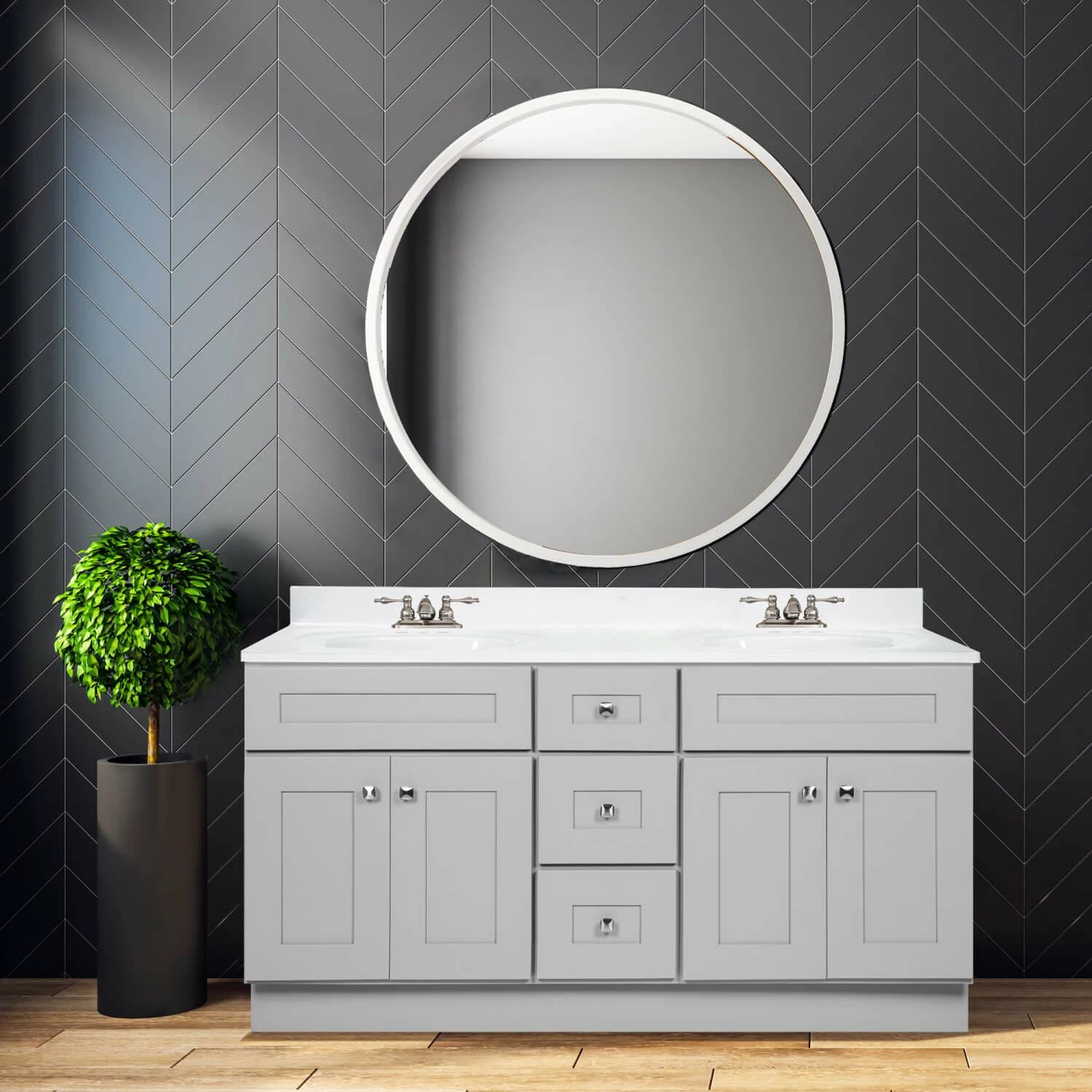 Brookings Ready-to-Assemble Vanity Without Top In Gray, 60-Inch 6 Brookings Ready-to-Assemble Vanity Without Top In Gray, 60-Inch - Image 6
