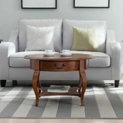 Round Coffee Table In Brown Cherry -US Home Sales Store brown cherry coffee table brown cherry 3