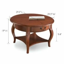 Round Coffee Table In Brown Cherry -US Home Sales Store brown cherry coffee table brown cherry 4