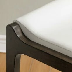 Wood Stool With Ivory Faux Leather Seat In Buffed Pecan, Set Of 2 -US Home Sales Store buffed pecan wood stool set 5