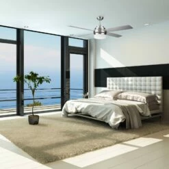 Cali 52-Inch LED Ceiling Fan In Brushed Nickel With Remote Control -US Home Sales Store cali led ceiling fan brushed nickel 3