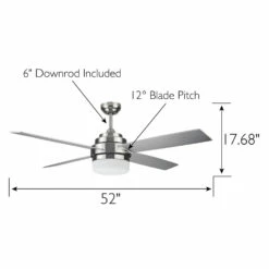 Cali 52-Inch LED Ceiling Fan In Brushed Nickel With Remote Control -US Home Sales Store cali led ceiling fan brushed nickel 5