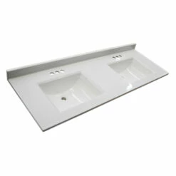 Camilla Marble Double Bowl Vanity Top, 61-Inch X 22-Inch