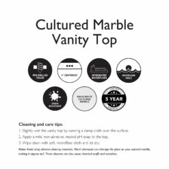 Camilla Vanity Top In Solid White Cultured Marble, 37-Inch By 22-Inch -US Home Sales Store camilla solid white marble vanity top 37 22 inch 3