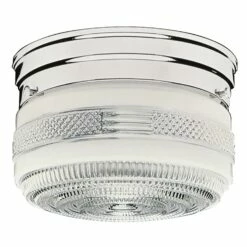 Prismatic Glass Ceiling Mount Fixture In Chrome, 2-Light