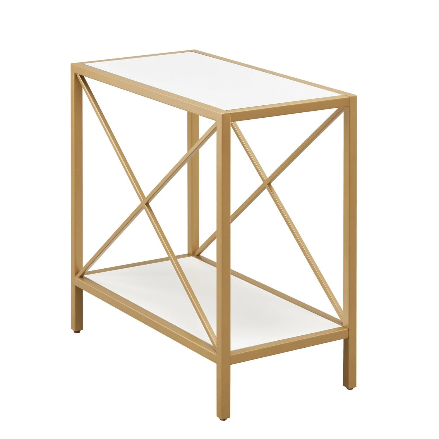 Claudette Narrow End Table In White And Gold 1 Claudette Narrow End Table In White And Gold
