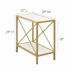 Claudette Narrow End Table In White And Gold 9 Claudette Narrow End Table In White And Gold -US Home Sales Store claudette narrow end table white gold 4
