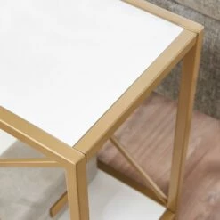 Claudette Narrow End Table In White And Gold 11 Claudette Narrow End Table In White And Gold -US Home Sales Store claudette narrow end table white gold 6