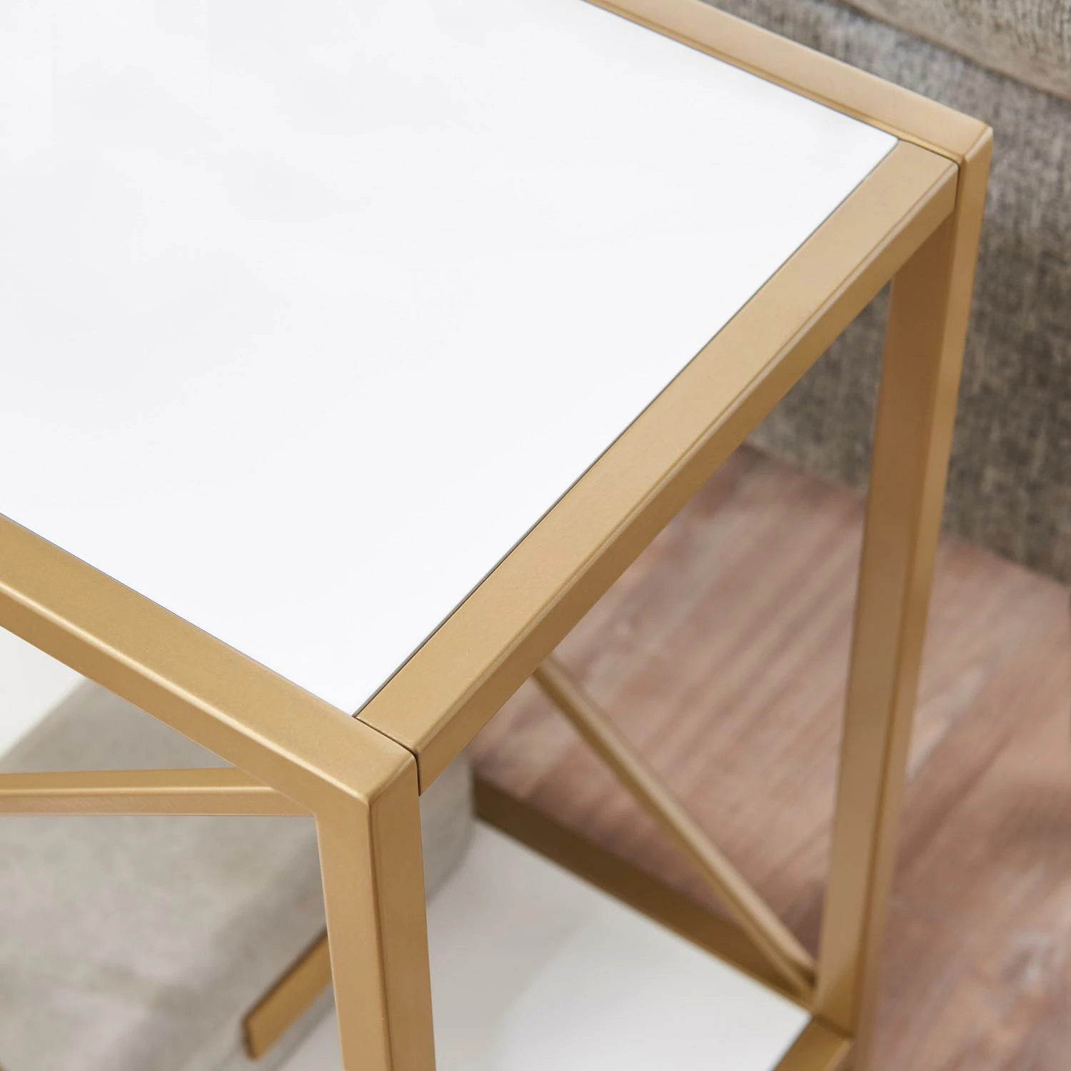 Claudette Narrow End Table In White And Gold 6 Claudette Narrow End Table In White And Gold - Image 6