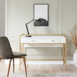 Claudette Wall Desk In White And Gold 9 Claudette Wall Desk In White And Gold -US Home Sales Store claudette wall desk white gold 3