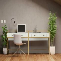 Claudette Wall Desk In White And Gold 10 Claudette Wall Desk In White And Gold -US Home Sales Store claudette wall desk white gold 4