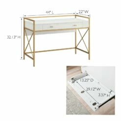 Claudette Wall Desk In White And Gold 11 Claudette Wall Desk In White And Gold -US Home Sales Store claudette wall desk white gold 5