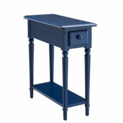 Coastal Narrow Side Table In Navy Blue