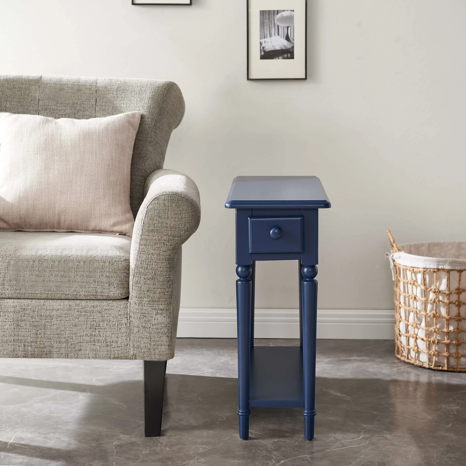 Coastal Narrow Side Table In Navy Blue 4 Coastal Narrow Side Table In Navy Blue - Image 4