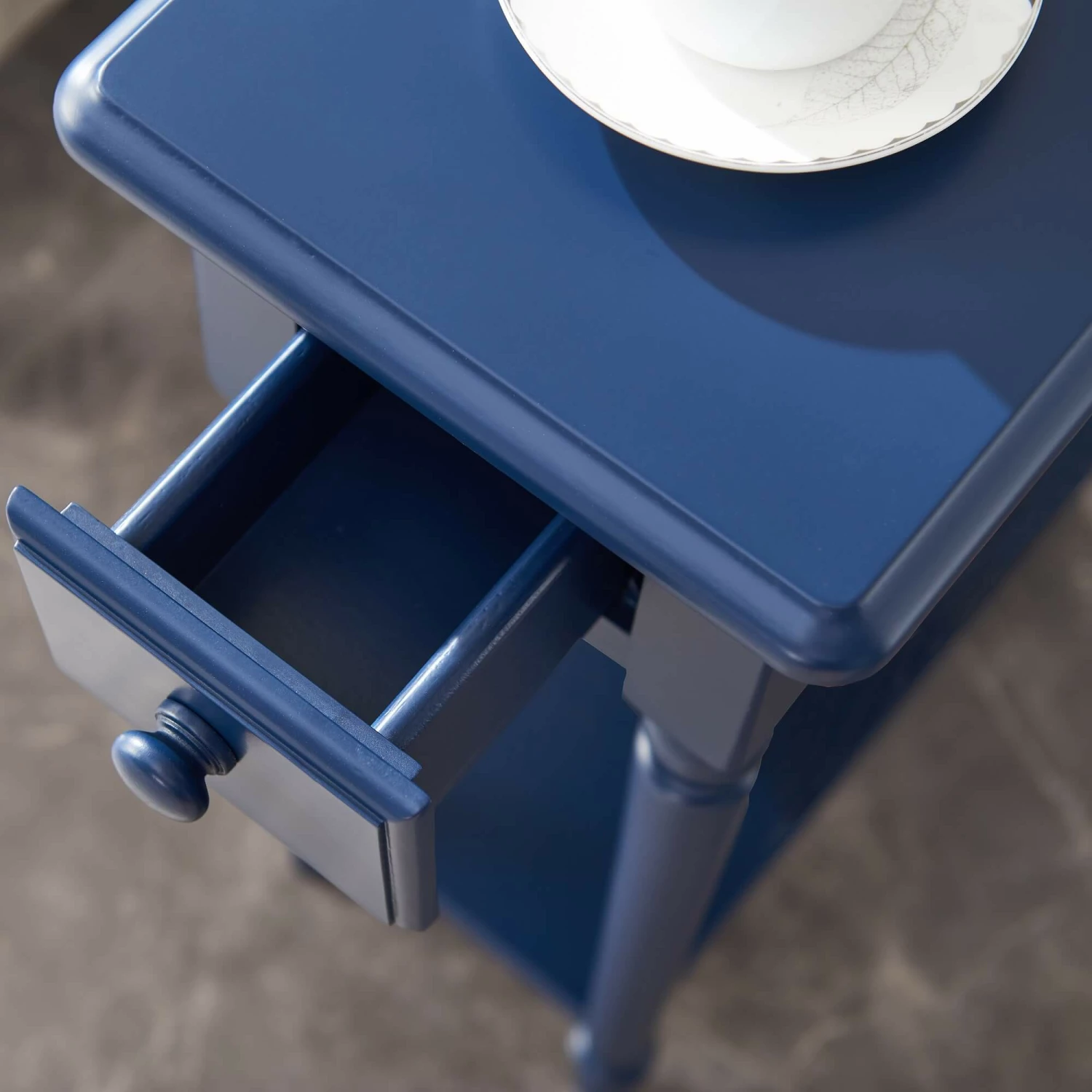 Coastal Narrow Side Table In Navy Blue 6 Coastal Narrow Side Table In Navy Blue - Image 6