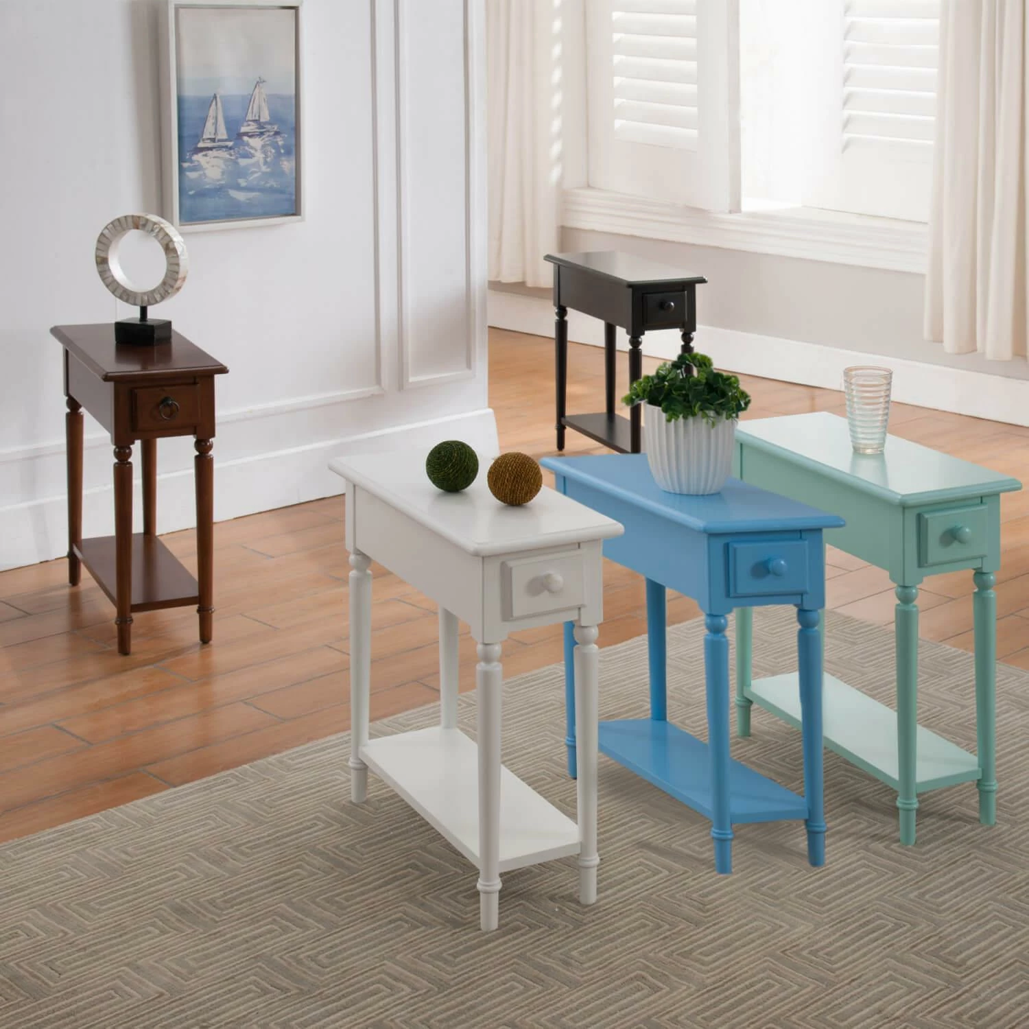 Coastal Narrow Side Table In Pecan 3 Coastal Narrow Side Table In Pecan - Image 3