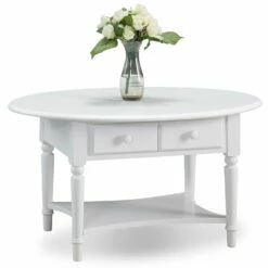 Coastal Oval Coffee Table In Orchid White