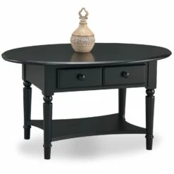 Coastal Oval Coffee Table In Swan Black