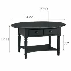 Coastal Oval Coffee Table In Swan Black -US Home Sales Store coastal oval coffee table swan black 4