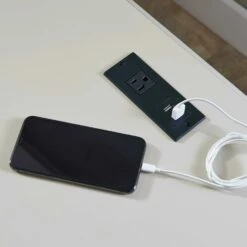 Coastal Side Table With A/C And USB Charger In Greige -US Home Sales Store coastal side table charger greige 6