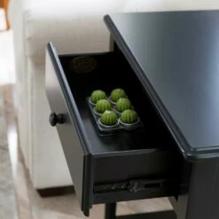 Coastal Side Table With AC/USB/USB-C Chargerin Swan Black, 2-Pack -US Home Sales Store coastal side table drawer usb outlet 2pk 7