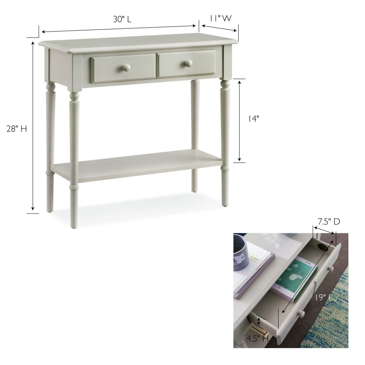 Coastal Narrow Sofa Table In Greige 2 Coastal Narrow Sofa Table In Greige - Image 2