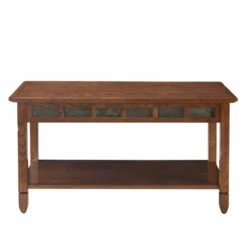 Oak And Slate Tile Coffee Table In Rustic Oak