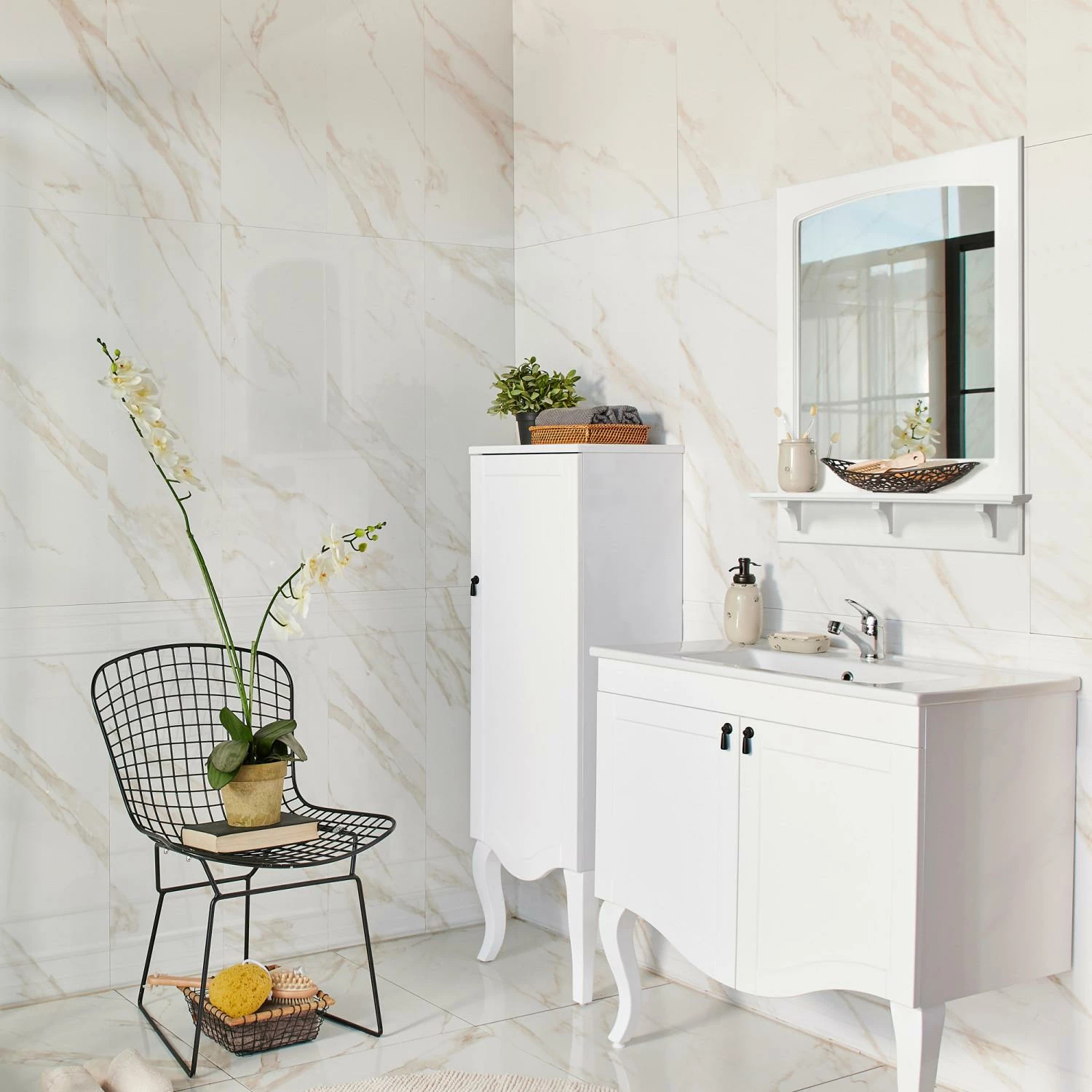 Concord Wooden Wall Mirror With Shelf In White, 31-Inch By 24-Inch 2 Concord Wooden Wall Mirror With Shelf In White, 31-Inch By 24-Inch - Image 2