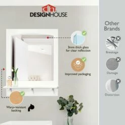 Concord Wooden Wall Mirror With Shelf In White, 31-Inch By 24-Inch 20 Concord Wooden Wall Mirror With Shelf In White, 31-Inch By 24-Inch -US Home Sales Store concord 24 inch white mirror shelf 2