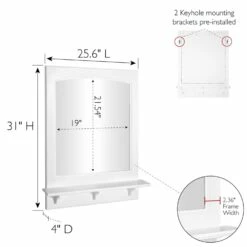 Concord Wooden Wall Mirror With Shelf In White, 31-Inch By 24-Inch 25 Concord Wooden Wall Mirror With Shelf In White, 31-Inch By 24-Inch -US Home Sales Store concord 24 inch white mirror shelf 7