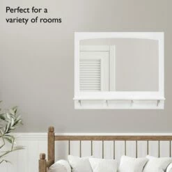 Concord Wooden Wall Mirror With Shelf In White, 37-Inch -US Home Sales Store concord 36 inch white mirror shelf 3