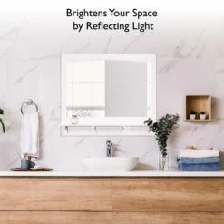 Concord Wooden Wall Mirror With Shelf In White, 37-Inch -US Home Sales Store concord 36 inch white mirror shelf 4