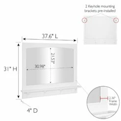 Concord Wooden Wall Mirror With Shelf In White, 37-Inch -US Home Sales Store concord 36 inch white mirror shelf 7