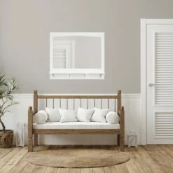 Concord Wooden Wall Mirror With Shelf In White, 37-Inch -US Home Sales Store concord 36 inch white mirror shelf 9