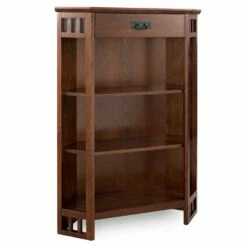 Mission Mantel Height Corner Bookcase In Mission Oak