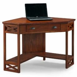 Corner Computer Desk In Mission Oak -US Home Sales Store corner computer desk oak 3