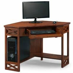 Corner Computer Desk In Mission Oak -US Home Sales Store corner computer desk oak 4