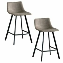 Counter Stool With Dapple Gray Seat, Set Of 2