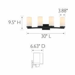 Desta Vanity Bar In Matte Black, 4-Light 9 Desta Vanity Bar In Matte Black, 4-Light -US Home Sales Store desta 4 light vanity black 4