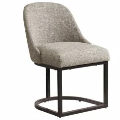 Barrelback Dining Chair With Gray Linen Seat And Espresso Metal Base, Set Of 2 -US Home Sales Store dining chair barrel back gray 2 set 11