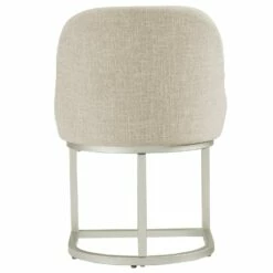 Barrelback Dining Chair With Oatmeal Linen Seat And Pewter Metal Base, Set Of 2 -US Home Sales Store dining chair barrel back oatmeal 2 set 13