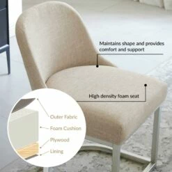 Barrelback Dining Chair With Oatmeal Linen Seat And Pewter Metal Base, Set Of 2 -US Home Sales Store dining chair barrel back oatmeal 2 set 3